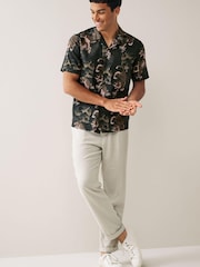 Green Short Sleeve Printed Shirt With Cuban Collar - Image 2 of 7