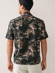 Green Short Sleeve Printed Shirt With Cuban Collar - Image 3 of 7
