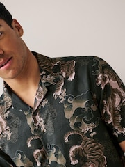 Green Short Sleeve Printed Shirt With Cuban Collar - Image 4 of 7