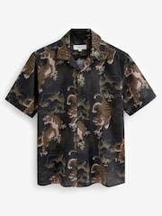 Green Short Sleeve Printed Shirt With Cuban Collar - Image 5 of 7