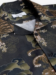 Green Short Sleeve Printed Shirt With Cuban Collar - Image 6 of 7
