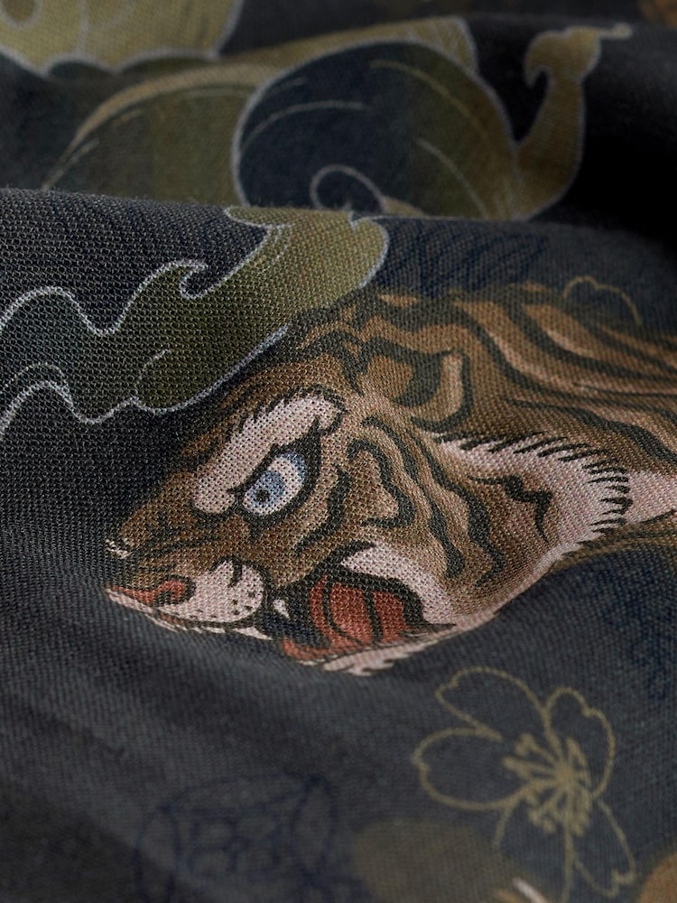 Green Short Sleeve Printed Shirt With Cuban Collar - Image 7 of 7