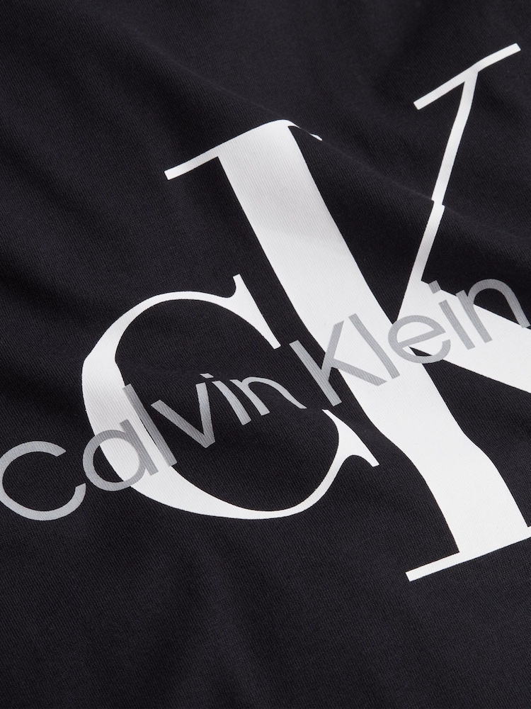 Calvin Klein Black 100% Cotton Monologo Slim T-Shirt - Image 5 of 5