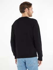 Calvin Klein Black 100% Cotton Monologo Crew Neck Jumper - Image 2 of 4
