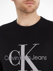Calvin Klein Black 100% Cotton Monologo Crew Neck Jumper - Image 3 of 4
