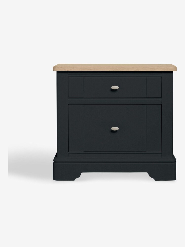 Black Hampton Country Collection Luxe Painted Oak 1 Drawer Bedside Table - Image 2 of 8
