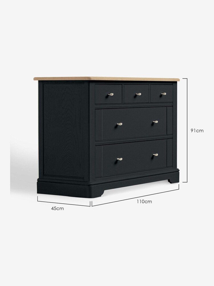Black Hampton Painted Oak Collection 5 Drawer Chest Of Drawers - Image 8 of 8