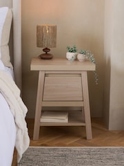Mid Natural Oti Oak Effect 1 Drawer Bedside Table - Image 2 of 6