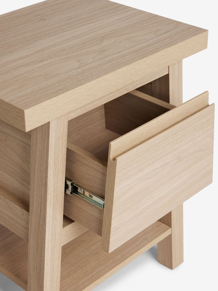 Mid Natural Oti Oak Effect 1 Drawer Bedside Table - Image 6 of 6