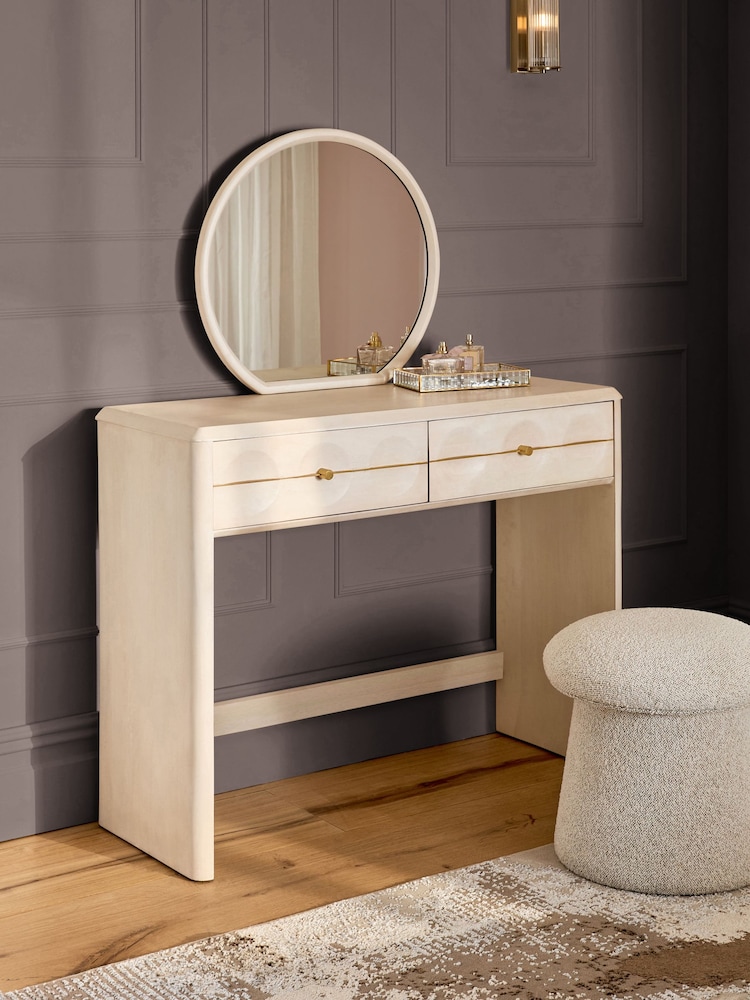 Oyster Eden Solid Mango Wood 2 Drawer Console Dressing Table - Image 1 of 9