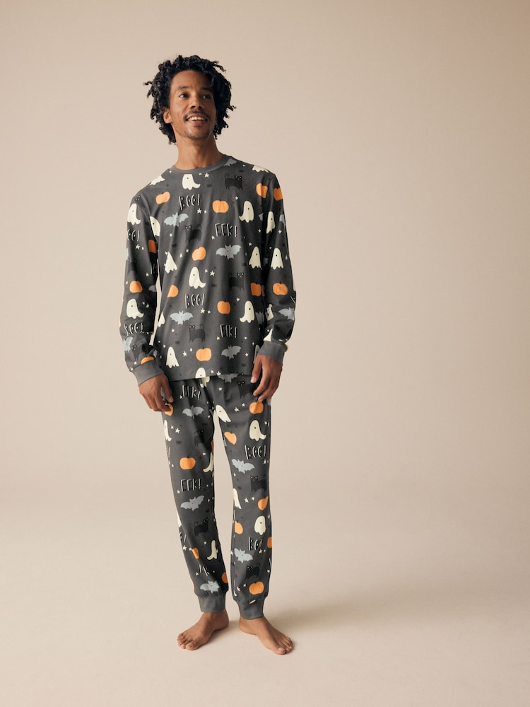 Grey Matching Family Halloween 100% Cotton Pyjamas - Image 1 of 12