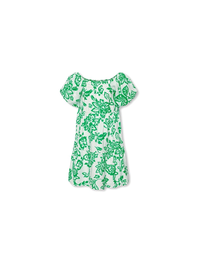 ONLY KIDS Green Off Shoulder Embroidery Floral Dress - Image 2 of 3