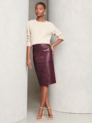 Lipsy Burgundy Faux Leather Pencil Skirt - Image 2 of 4
