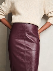 Lipsy Burgundy Faux Leather Pencil Skirt - Image 3 of 4