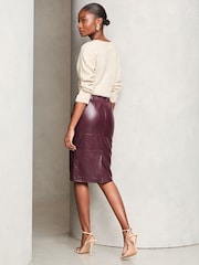 Lipsy Burgundy Faux Leather Pencil Skirt - Image 4 of 4