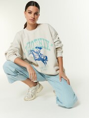 Green/Blue Relaxed Fit Western Phoenix Horse Graphic Slogan Sweatshirt - Image 2 of 6