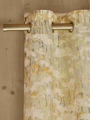 Yellow Blurred Floral Print Linen Blend Eyelet Lined Curtains - Image 1 of 5