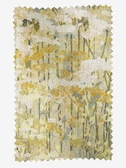 Yellow Blurred Floral Print Linen Blend Eyelet Lined Curtains - Image 5 of 5