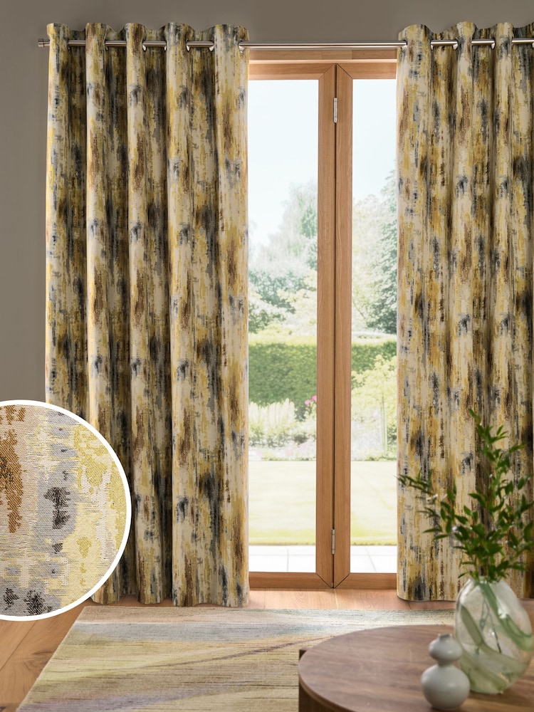 Cortinas abstratas revestidas com ilhós de jacquard - Imagem 2 de 5