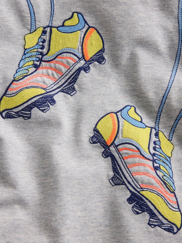 Boden Grey Linear Stitch T-Shirt - Image 3 of 3