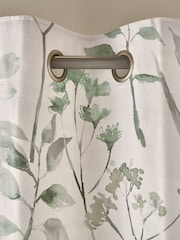 Green Isla Floral Print Super Thermal 100% Cotton Eyelet Curtains - Image 1 of 8