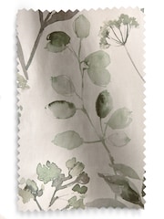 Green Isla Floral Print Super Thermal 100% Cotton Eyelet Curtains - Image 8 of 8