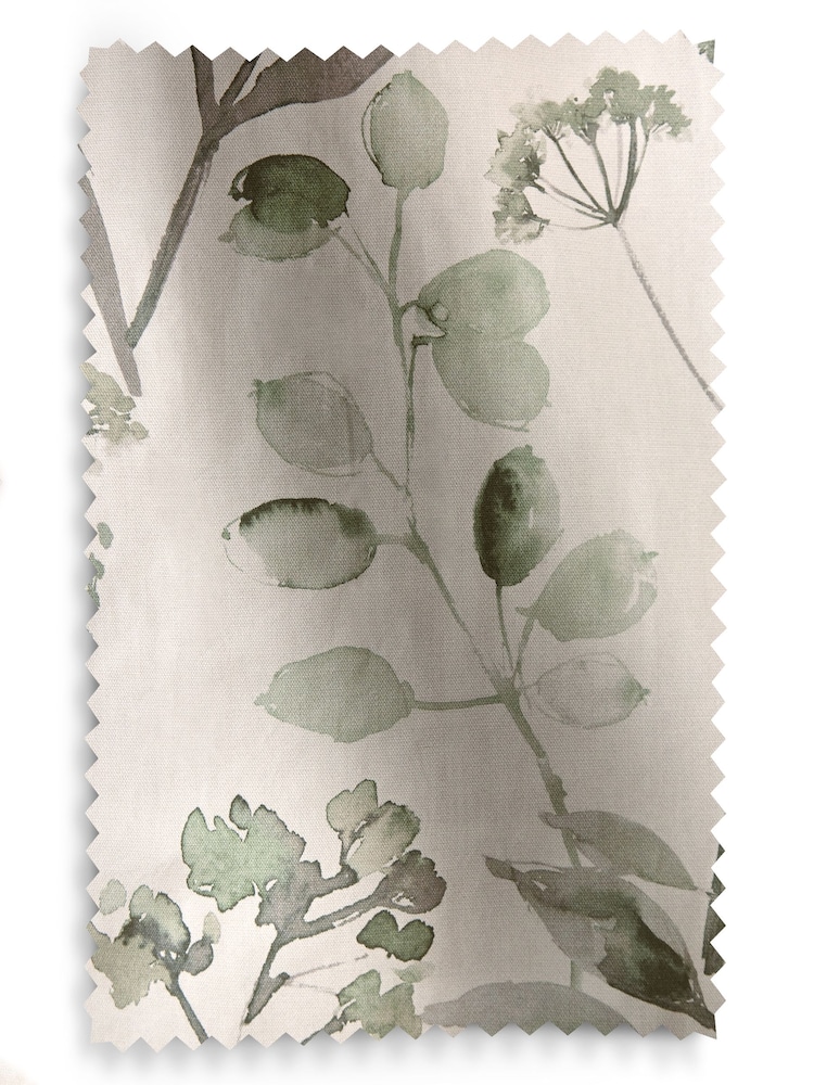 Green Isla Floral Print Super Thermal 100% Cotton Eyelet Curtains - Image 8 of 8