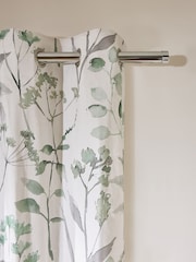 Green Isla Floral Print Lined 100% Cotton Eyelet Curtains - Image 1 of 7