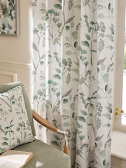 Green Isla Floral Print Lined 100% Cotton Eyelet Curtains - Image 6 of 7
