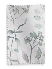 Green Isla Floral Print Lined 100% Cotton Eyelet Curtains - Image 7 of 7