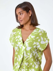 Roman Green Geometric Crinkle Textured Top - Image 1 of 5