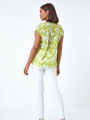 Roman Green Geometric Crinkle Textured Top - Image 3 of 5