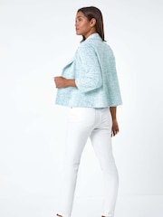 Roman Blue Textured Cotton Blend Jacket - Image 3 of 5