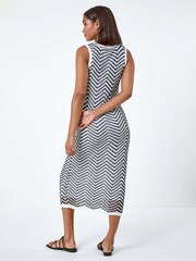 Roman Black Zig Zag Crochet Knit Midi Dress - Image 3 of 5