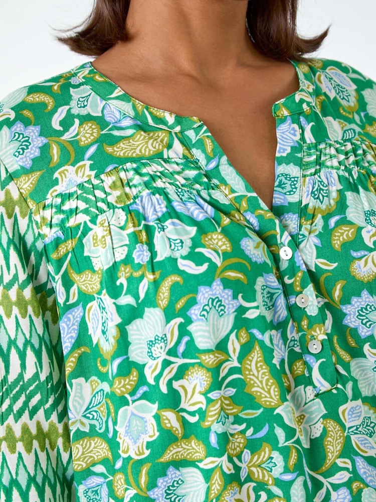 Roman Green Paisley Border Print Smock Dress - Image 5 of 5
