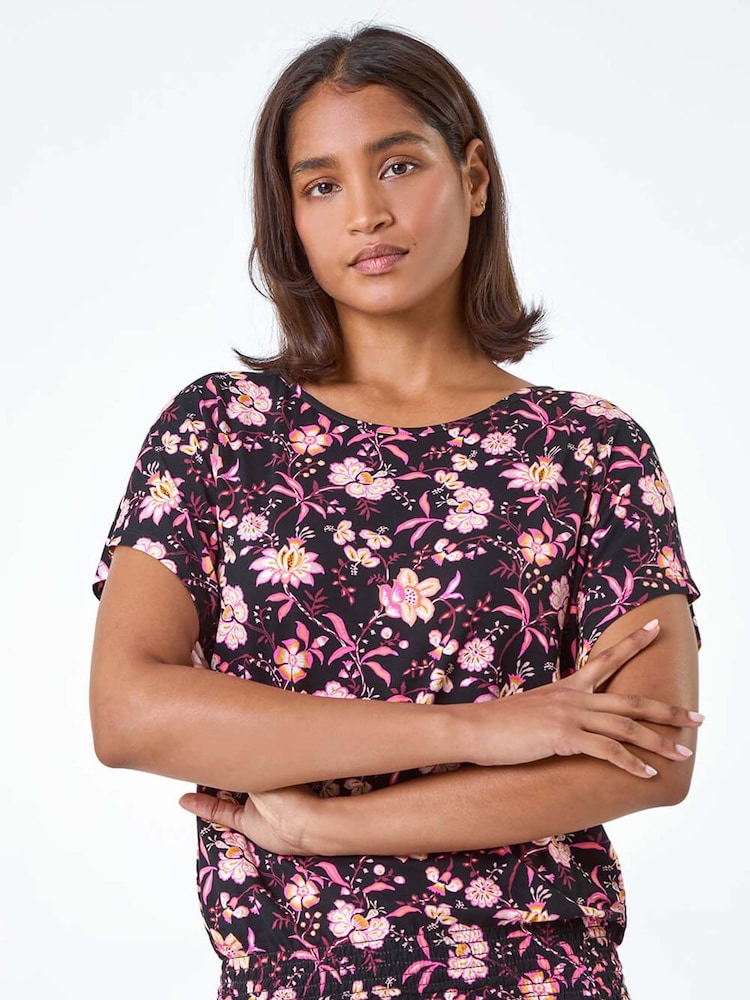 Roman Pink Floral Shirred Stretch Waist T-Shirt - Image 2 of 5