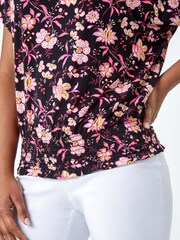 Roman Pink Floral Shirred Stretch Waist T-Shirt - Image 5 of 5