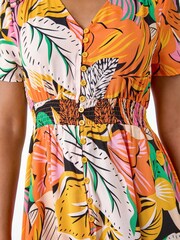 Roman Orange Tropical Print Frilled Hem Maxi Dress - Image 5 of 5