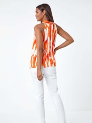 Roman Satin-Top mit geometrischem Print und Halterneck - Bild 3 von 5