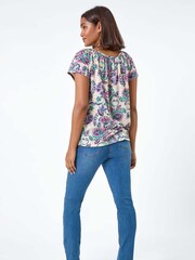 Roman Purple Paisley Print Burnout Top - Image 3 of 5