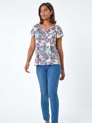 Roman Purple Paisley Print Burnout Top - Image 4 of 5