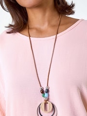 Roman Pink Plain Tunic Top with Necklace - Image 5 of 5