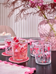 Set of 4 Pink Heart and Bow Tumbler Glasses - Image 1 of 1