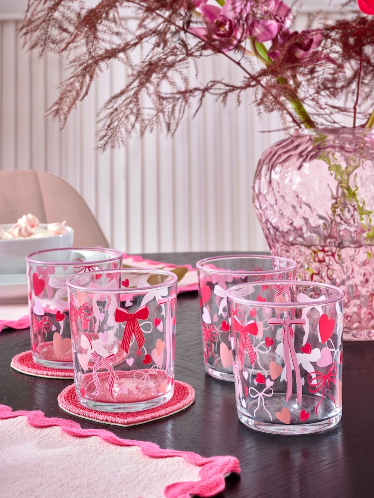 Set of 4 Heart and Bow Tumbler Glasses - Imagem 2 de 4