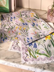 Set of 2 Lilac Purple 100% Cotton Lila Floral Tea Towels - Image 2 of 4