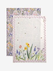 Set of 2 Lilac Purple 100% Cotton Lila Floral Tea Towels - Image 4 of 4