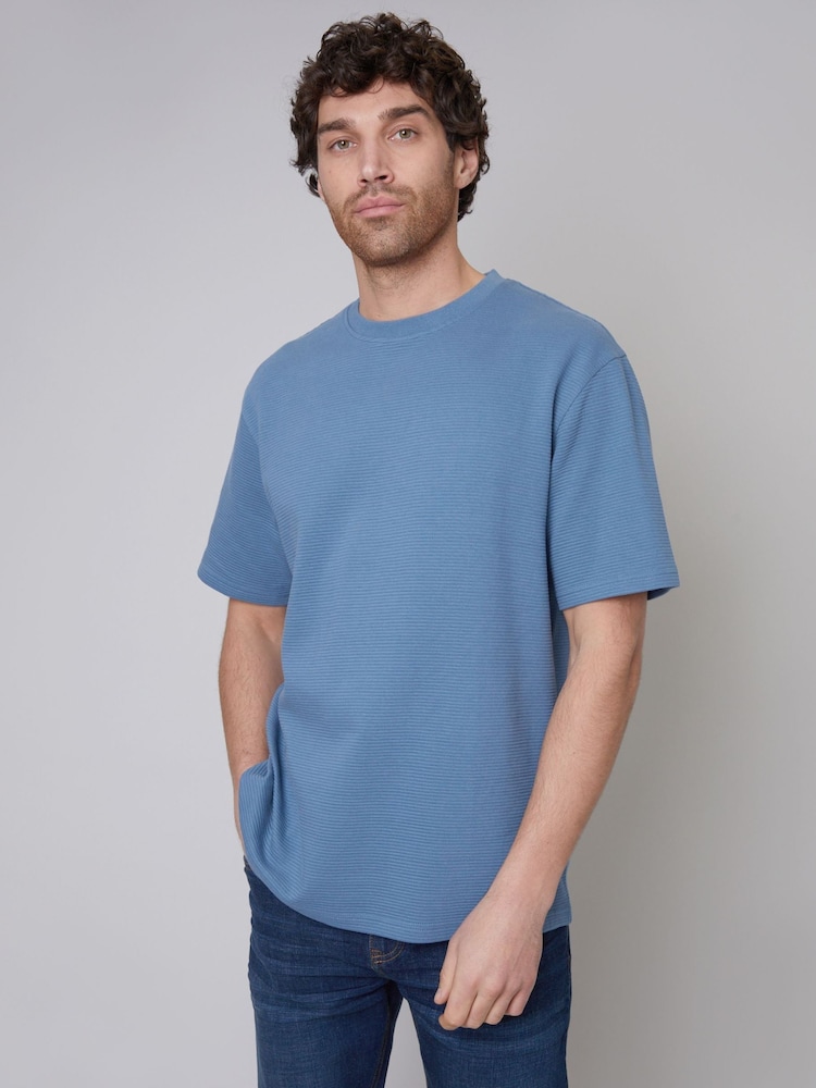 Threadbare Blue and Stone Relaxed Fit Ottoman Rib 100% Cotton T-Shirts 2 Pack - Image 3 of 3 Threadbare Blue and Stone Relaxed Fit Ottoman Rib 100% Cotton T-Shirts 2 Pack - Image 3 of 3