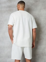 Threadbare Ecru Cream Relaxed Fit Textured T-Shirt - Image 2 of 4