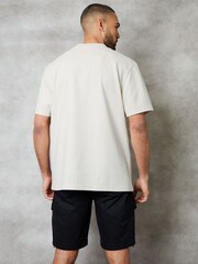 Threadbare Ecru Cream Relaxed Fit Textured T-Shirt - Image 2 of 4