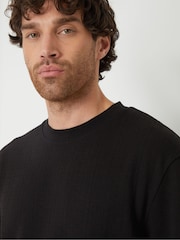Threadbare Black Relaxed Fit Textured T-Shirt - Image 1 of 4